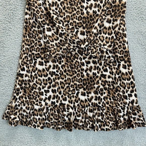 Carole Christian Dress Womens Large Cheetah Animal Print Ruffled Vintage USA - Picture 4 of 13